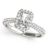 2 3/8 ctw Emerald Lab Grown Certified Diamond Double Row Pavé Engagement Ring white gold